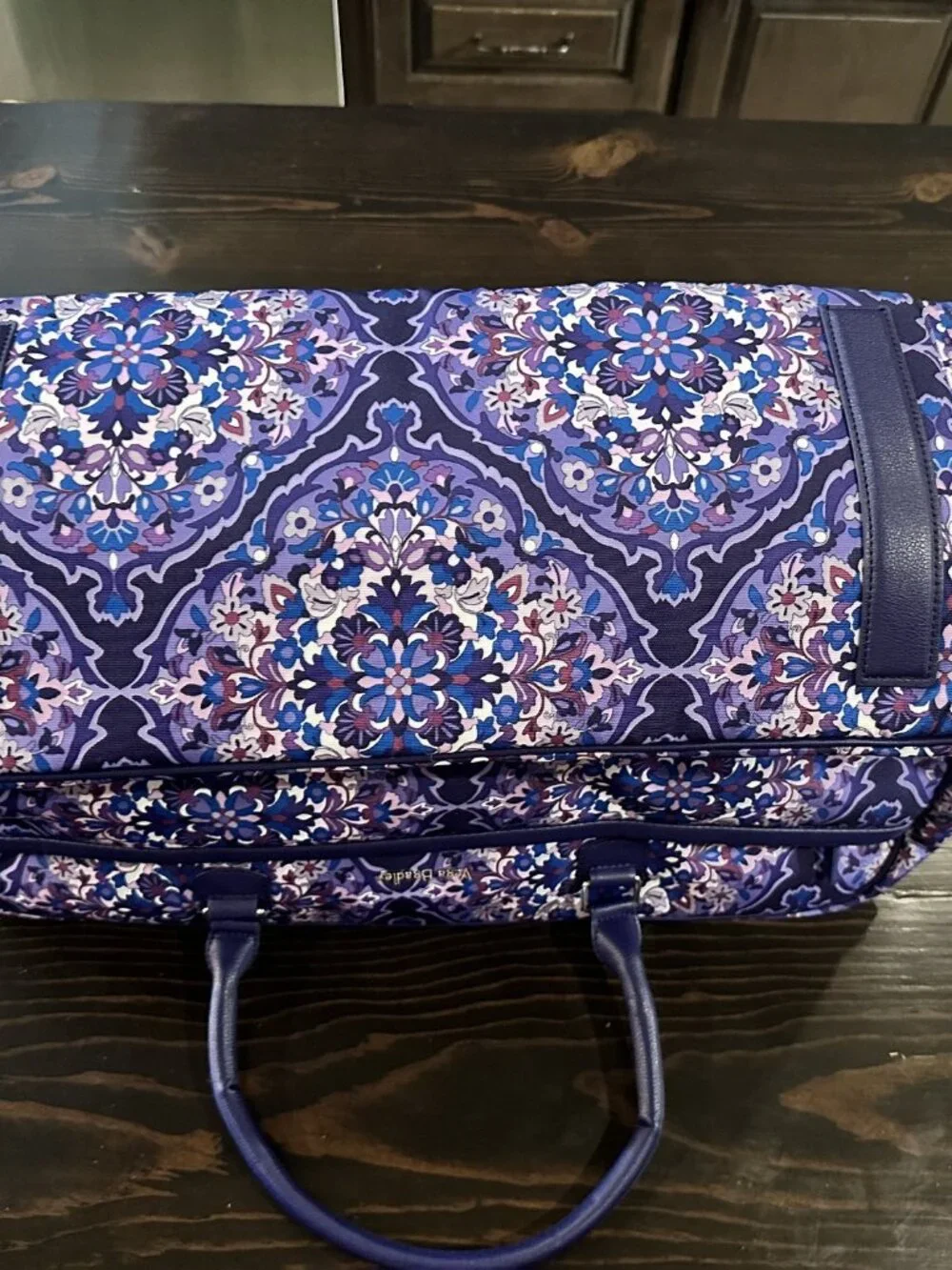 Vera Bradley 2 Piece Travel Set Purple Medallion Weekender Duffel Hanging Organi